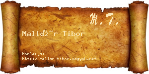 Mallár Tibor névjegykártya